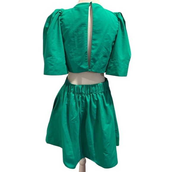 Banana Republic Flutter Flare Mini Dress Green Sz 6 Feminine Modern Cut Out - Picture 4 of 11